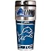 NFL Detroit Lions Metallic Travel Tumbler, Stainless Steel and Black Vinyl, 16-Ounce
