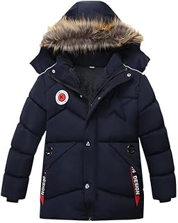 Boy's Winter Warm Cotton Padded Coat Outdoor Jacket Faux Fur Collar Kids...