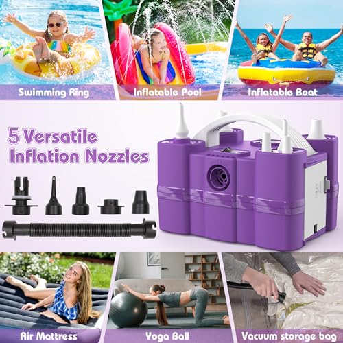 Balloon Pump, Triple Inflating Ports for 260q Foil Latex Mylar Balloon, 3-in-1 Electric Air Pump for Inflatables and Balloons, Inflator Deflator for Swimming Rings Air Mattress Pool Floats by Keaibuding - Image 6