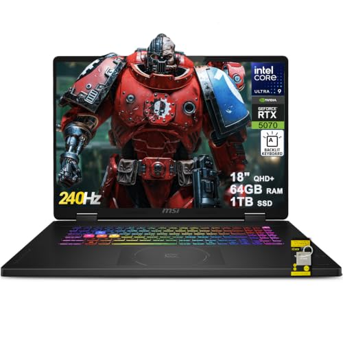 Image of msi Crosshair 18 HX AI Gaming Laptop 18 inch 2560x1600 240Hz 100% DCI-P3 Intel 24-core Ultra 9 275HX (>i9-14900HX) 64GB RAM 1TB SSD GeForce RTX 5070 (798 AI Tops) RGB Backlit Thunderbolt Win11 ICP Hub