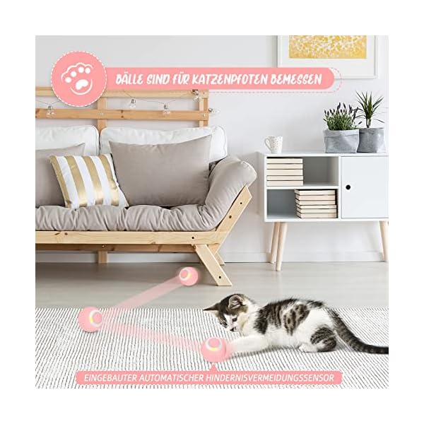 Lanceasy Katzenspielzeug Elektrisch Katzenspielzeug Selbstbeschäftigung Interaktives Katzenspielzeug USB Wiederaufladbarer Stimulierung Jagdtriebs Smarter Spielball für Katzen – Bild 3