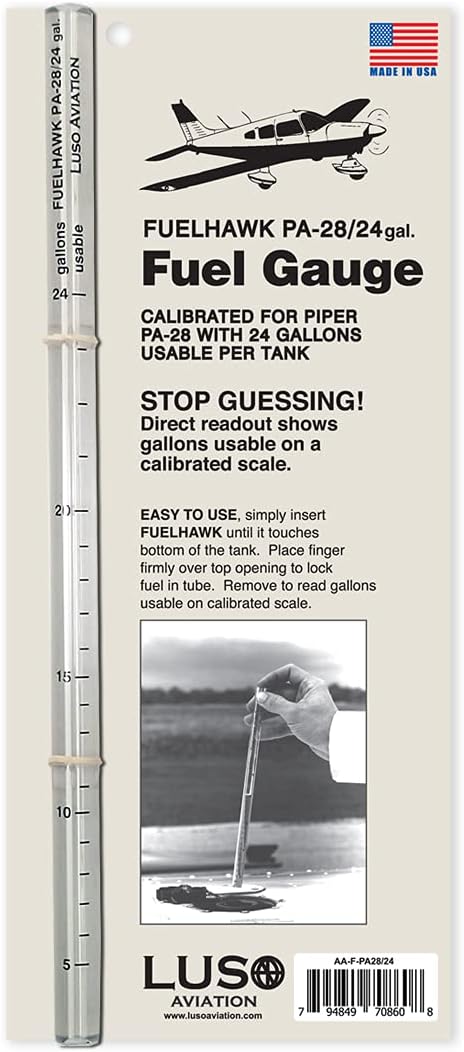 Luso Aviation Fuelhawk Aircraft Fuel Gauge, Piper PA-28-24 Gallon