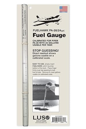 Luso Aviation Fuelhawk Aircraft Fuel Gauge, Piper PA-28-24 Gallon