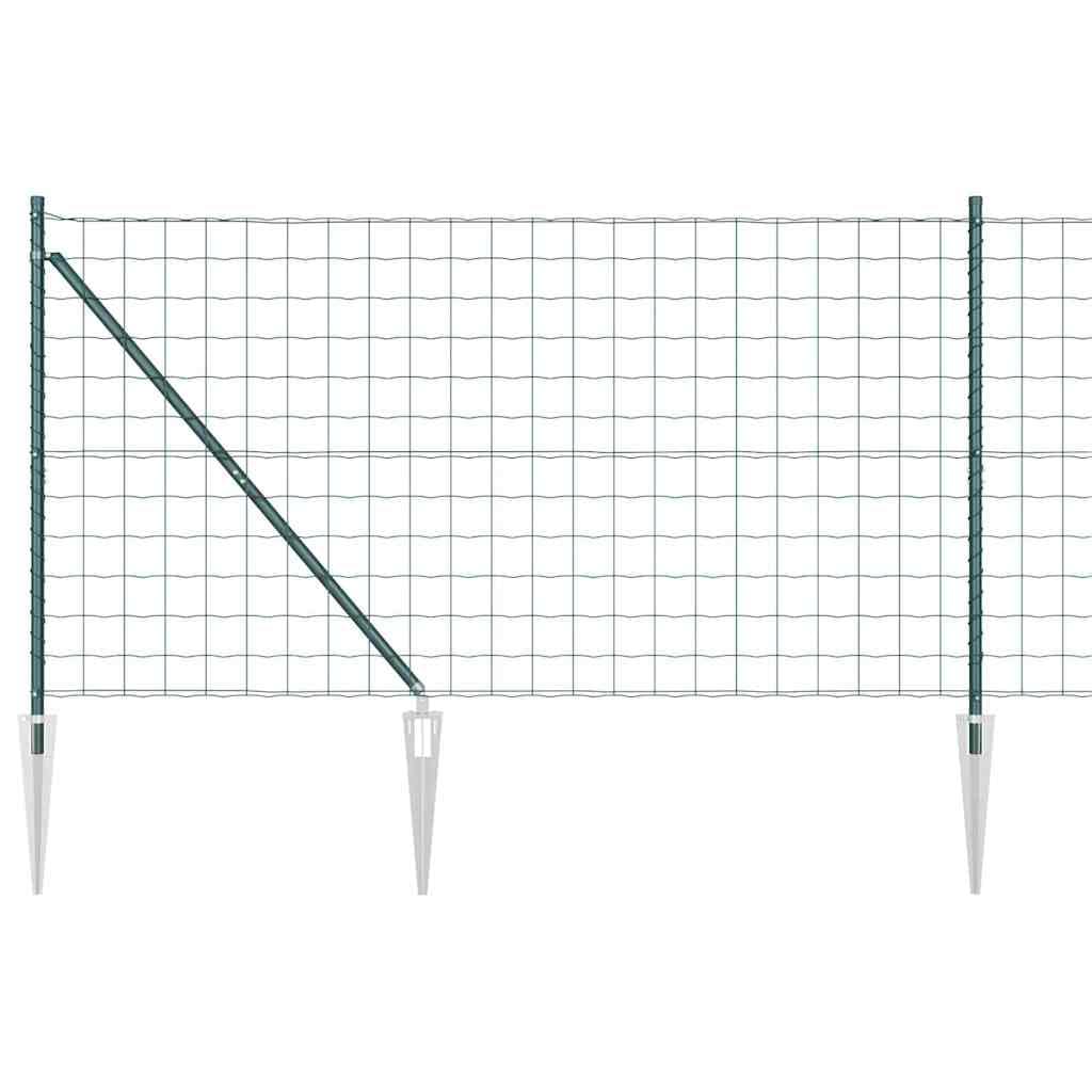 Fence with Post Green 1.2 x 25 m Steel Outdoor Garden Boundary Panel Set Weather Resistant Customizable Strong Security Modern Fencing Kit for Garden Terrace Yard 2500x3.2x120 cm