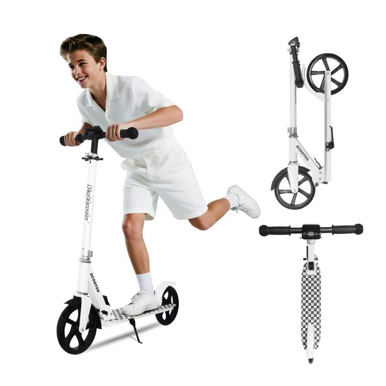 Nattork Scooter for Kids 8-12, Teens and Adults- Adjustable Height Folding Kick Scooter with Large Sturdy Wheels for a Smooth Ride, Lightweight, Anti-Shock Suspension for Boys and Girls