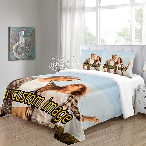 Parure de lit personnalisée microfibre anti-plis pour lit double 3D - 3