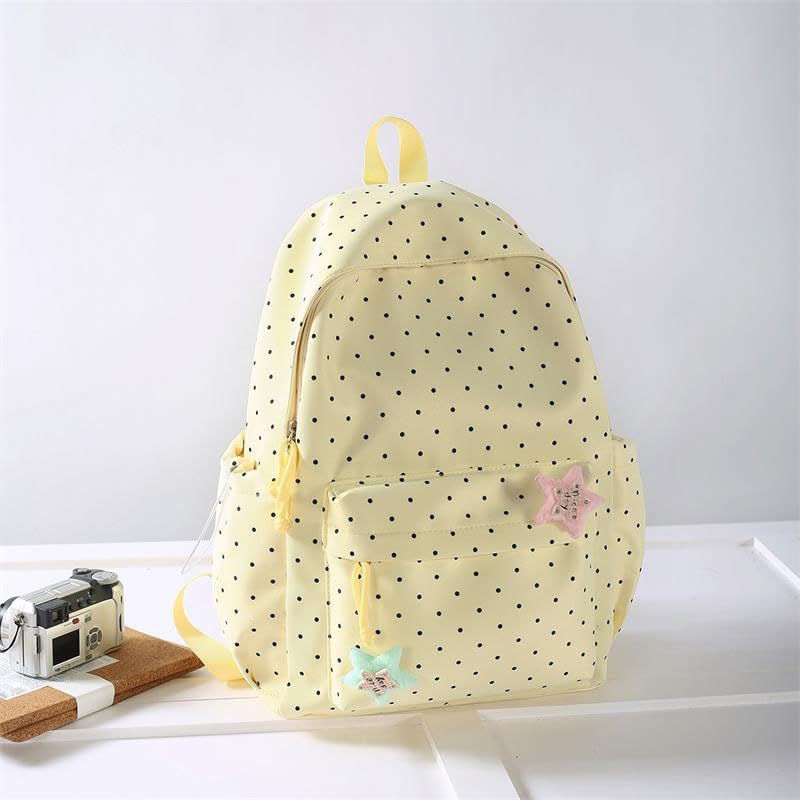 hibear Polka Dot Backpack for Women Nylon Waterproof Backpack Trendy Cute Travel Aesthetic Rucksack Kawaii Backpacks (yellow) - Image 5