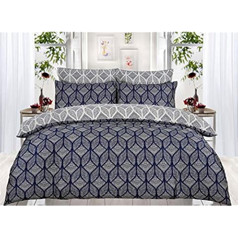 Cotton Connection 100% Egyptian cotton High End Luxury Hotel Quality Printed Reversible Duvet Cover Set (2 Pillowcase, 1 Duvet Cover) Ultra Soft and Easy Care, Simple Style Bed Duvet Cover Set Cover