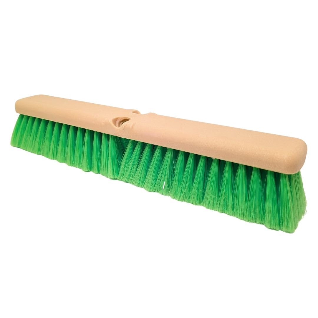 Teravan Green Flow Through Brush Head, 18-Inch Extra Soft Bristle Brush for Gentle Car Wash, RV, Boat, Window & Floor Cleaning, Compatible with Pole Handle