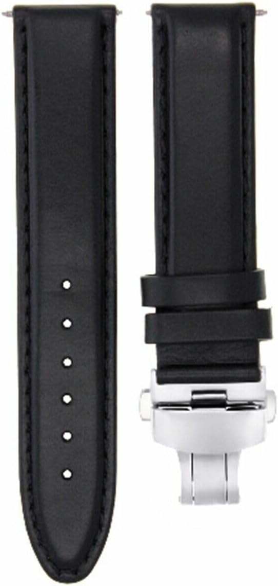 Ewatchparts 20mm Genuine Leather Smooth Watch Band Strap Compatible With Tag Heuer Aquaracer F1 Clasp Black