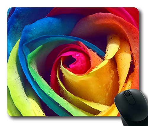 SUN VIGOR New 2015 Oblong Shaped Mouse Pad Rainbow Rose Macro Natural Eco Rubber Design Durable Mouse Mat Computer Accessories Gaming Mouse Pads For Gift