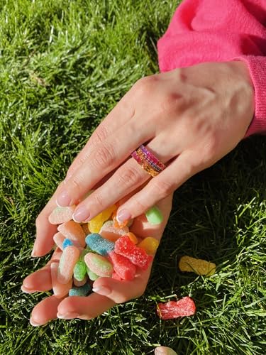 Princess Cut Lab-Created Multi Sapphire Shared Prong Full Eternity Wedding Band Ring in 925 Sterling Silver - Stunning Stacking Rainbow Sapphire Ring for Her3