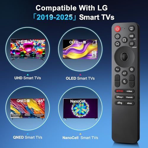Image of AI Voice Magic Remote for LG OLED QNED UHD NanoCell Webos Smart TV Magic Remote Control Replacement AN-MR25GA MR21 MR22 MR23 MR24 GA GN MR20GA MR19BA MR18BA AKB75855501, with Pointer-2 Year Warranty
