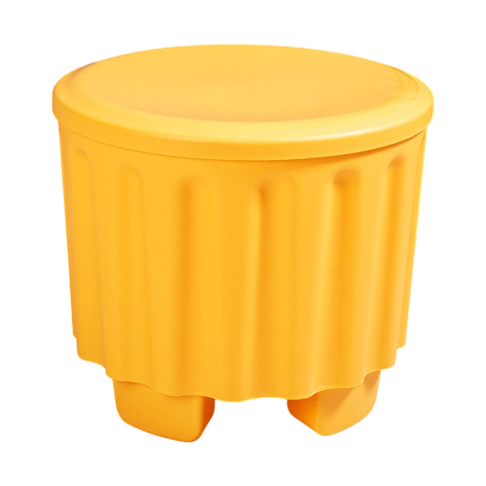 Pouf Contenitore, poggiapiedi, Sedia da toeletta per Bambini e Adulti, Sgabello per Cambio Scarpe per corridoio, Camera da Letto, Soggiorno, Giallo