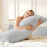 Picture of Mosluna Waffle Weave Body Pillow Pillowcase 1 Pack, Ultra Soft Aesthetic Body Pillow Cover, Breathable & Skin-Friendly Large Long Pillow Case Without Insert, 20 X 54 in., Light Grey