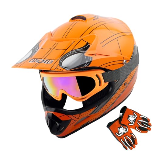 WOW Youth Kids Motocross BMX MX ATV Dirt Bike Dianosour Helmet Dragon Goggles Martian Youth Glove Bundle: HJOY MG Bundle product thumbnail 13