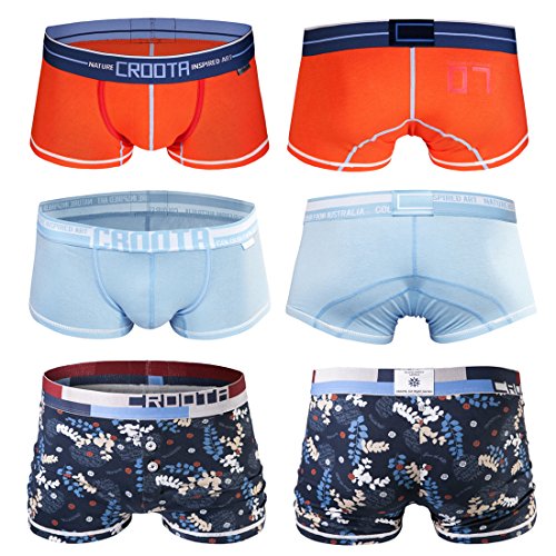 Croota Men's 3 Pack Briefs, Boxer Briefs, and Boxer Shorts Underwear Sets (S (Waist 27-29), Orange | Sky Blue | Floral) Croota Men's 3 Pack Briefs, Boxer Briefs, and Boxer Shorts Underwear Sets (S (Waist 27-29"), Orange | Sky Blue | Floral)