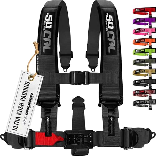 1pc 5 Point Harness for Bucket Seat, Quick Release, 10 Color Options, Racing Harness 5 point, Race Car, Off Road, UTV, RZR (Stealth Black 5pt, 3in)