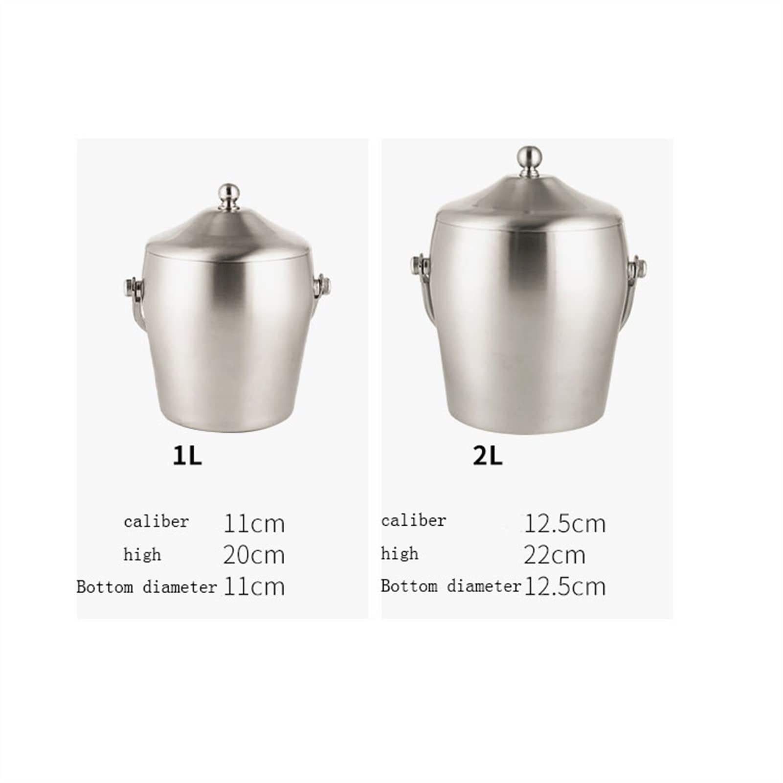 Cubiteras Cubo de Hielo de Doble Capa de Acero Inoxidable Cubo de Aislamiento portátil escarchado con Cubierta for Barra de Casas, Cerveza fría y Vino Cubo de Hielo térmico (Size : Small)