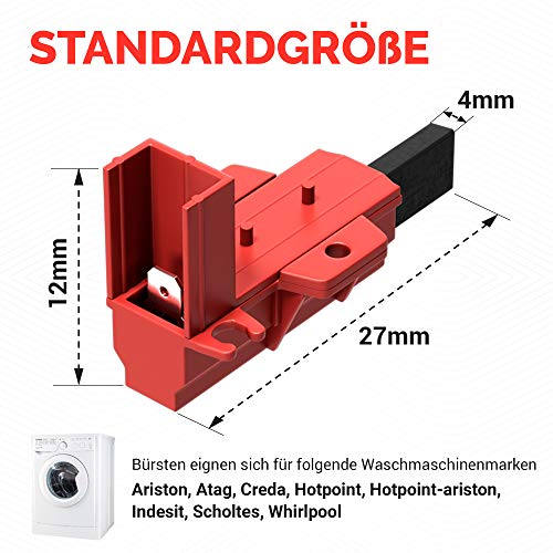 VIOKS Motorkohlen 2Stk Kohlebürsten Kohlen Ersatz für Indesit C00196539 Schleifkohlen Waschmaschine Hotpoint Whirlpool mit Halter für Welling-Motoren Schleifbürsten C00273898 482000023145 481281718952