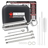 Tri-Sworker Meat Injectors for Smoking with Case and 4 Flavor Food Injector Syringe Needles, Injecto