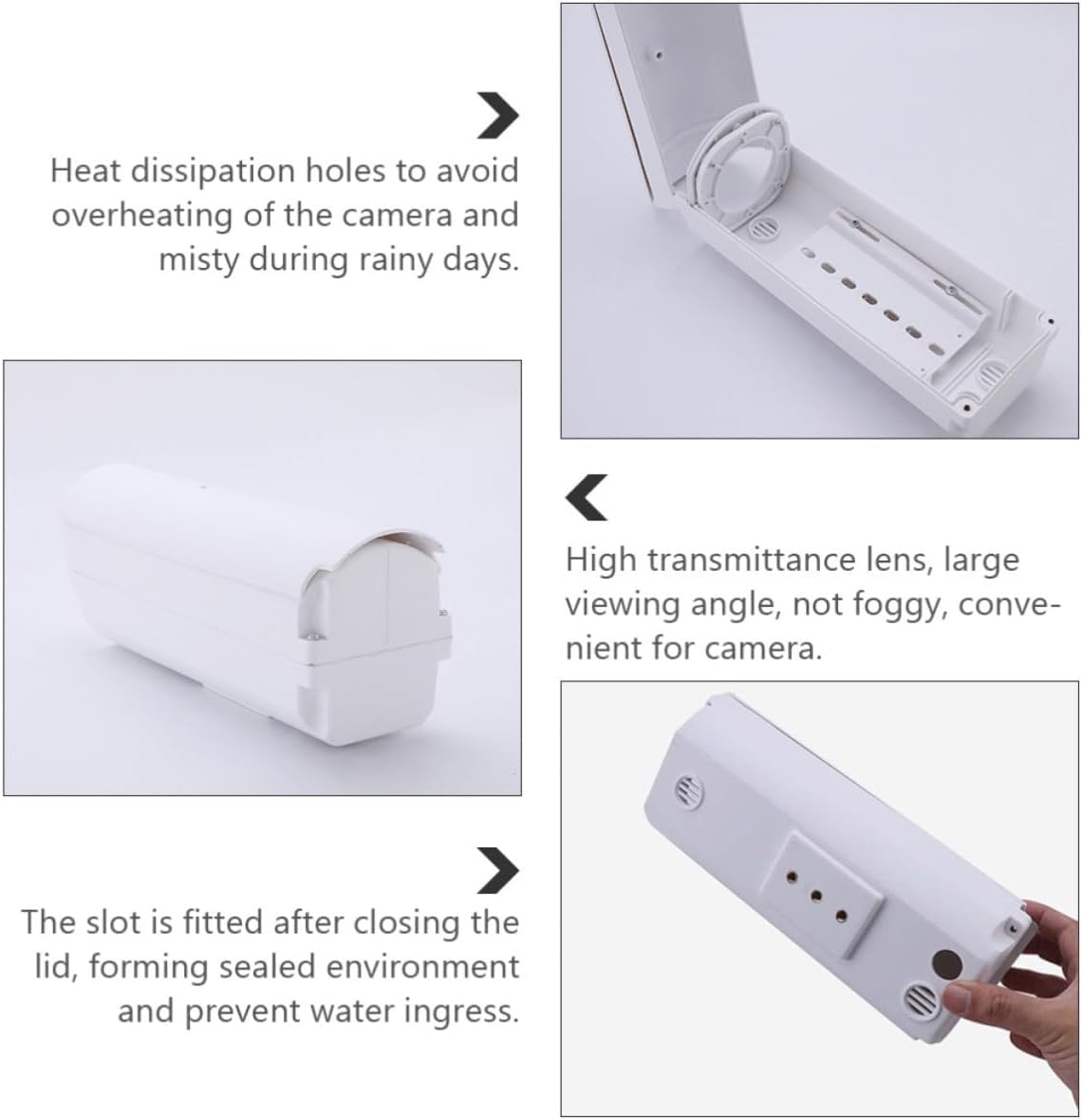 Plastic with High Transmittance Lens Security Camera Cover and Waterproof Pp Material, Heat Dissipation Holes Sturdy Protective Case for Camera for Outdoor Use