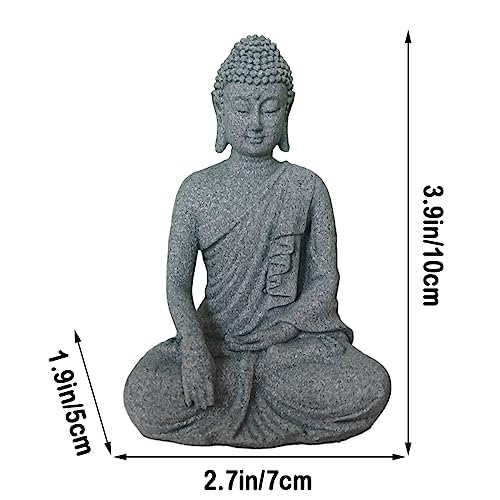 Image of Livelyfish Asian Stone Buddha Figurines for Aquarium Zen Garden Fish Tank Statue Decorations Mini Stone Buddha Zen Garden Sculptures Decor,Gift