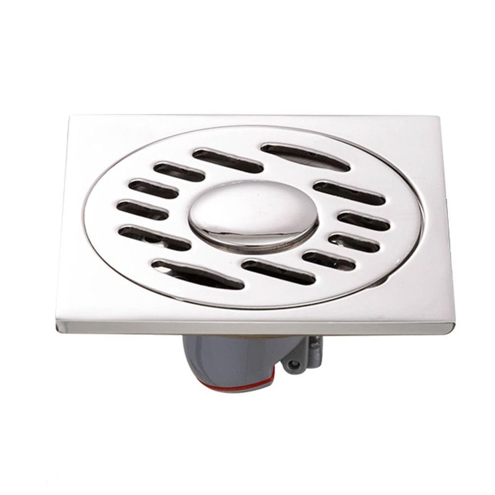 Lkfjnhepf 2 Floor Drain Matte Black Silver Bathtub Shower Drainer Floor 10Cm Brass Square Drain Waste Grate(2)