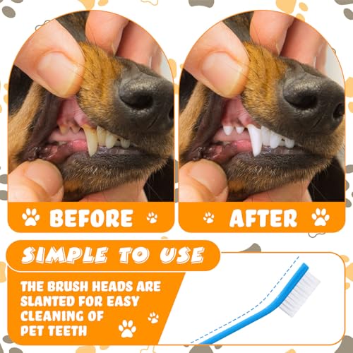 Image of Nuenen 150 Pcs Dog Toothbrush Dual Headed Dental Brushes Puppy Tooth Brushing Kit Long Handle Toothbrush for Large and Small Dogs Cats Most Pets Teeth Cleaning Oral Care Supplies (Stylish Color)