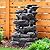 Biling 5-Tier Cascading Rock Outdoor Water Fountain with LED Lights and Artificial Fern, Outdoor Fountains and Waterfalls with Natural Stone Look for Garden, Patio, Backyard, Deck (Gray)