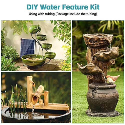 Image of POPOSOAP Solar Fountain Pump 12W, Solar Water Fountain Pump with 160GPH Submersible Pump Adjustable Flow for Outdoor Fountain, Pond, Fish Tank, Garden, Pool, Water Features