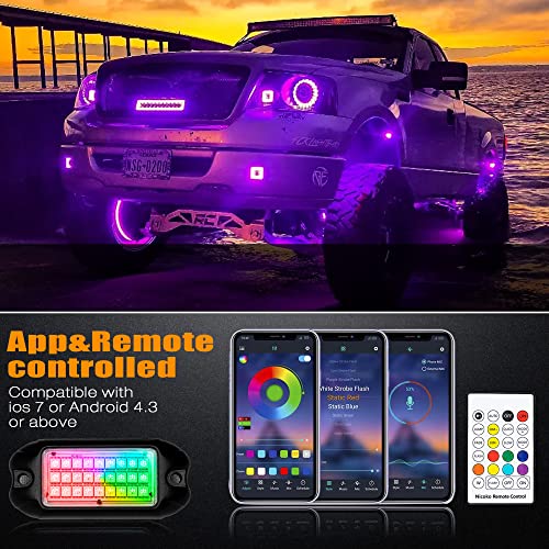 Nicoko Multicolor Rgb Led Rock Light Kits With Remote Control 10 Solid Colors Many Flashing Modes Neon Lights Under Off Road Truck Suv Atv Motorcycle Wiring Harness,1 Year Warranty (Pack 4) #TOP6