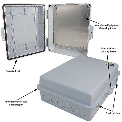 Altelix Polycarbonate + Abs Nema Enclosure 14X11X5 (12" X 8" X 4" Inside Space) Weatherproof Tamper Resistant Nema Box With Aluminum Equipment Mounting Plate #TOP1