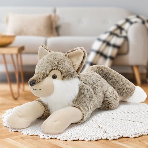 MorisMos Peluche Loup Géant Animal Jouets,120cm Grand Loup Mignon Moelleux Peluche Grosse Douce Animaux,Cadeaux pour Les Enfants, Cadeau d'anniversaire, Adorable Coussin – vue 6