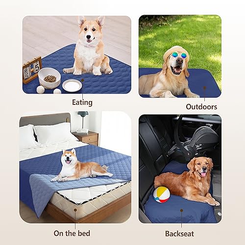 Image of gogobunny 100% Double Sided Waterproof Dog Blanket Soft Pet Bed Cover Reversible Protect Furniture Couch Sofa Car for Puppy Cat Kids (Dark Navy /Light Navy, 30x80 Inch (Pack of 1))