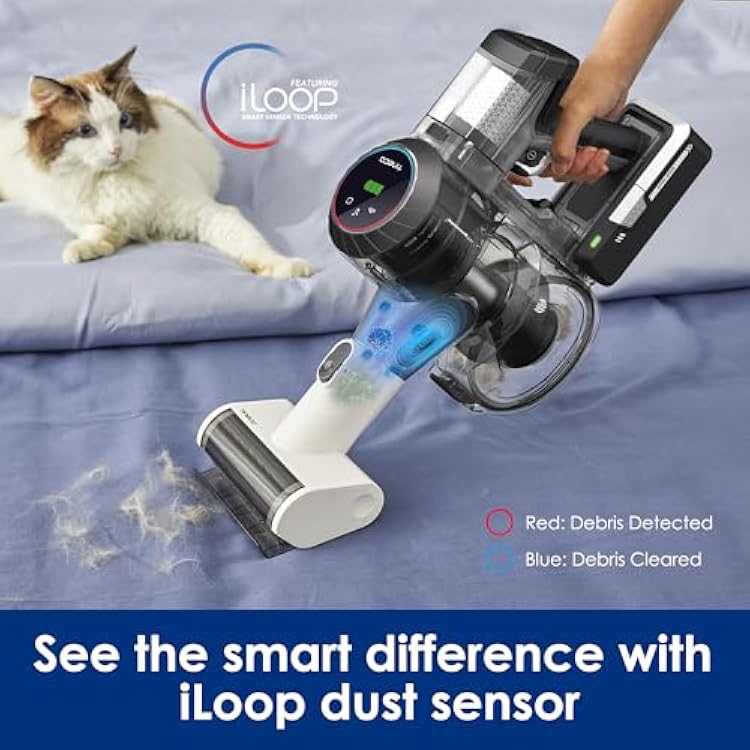Tineco Cordless Vacuum Cleaner, Smart Stick Handheld Cleaner Strong Suction & Lightweight, Cordless Handheld Vacuum Deep Clean Hair, Hard Floor, Carpet, Car