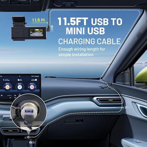 Image of Gebildet Dash Cam Cable for Mini Dash Cam,11.5FT L Angle Mini Adapter Dash Camera Power Cord,Dashcam Charger Cord for Mirror Camera,Driving Recorder,Car DVR