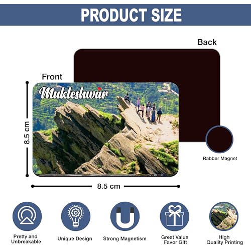 Image of Elegant Fridge Magnet with Themes |Rectangular Size Refrigerator Magnet with Magnetic Rubber Back | Pack of 1, 8.6cm X 5.4cm (Mukteshwar - Design 1)