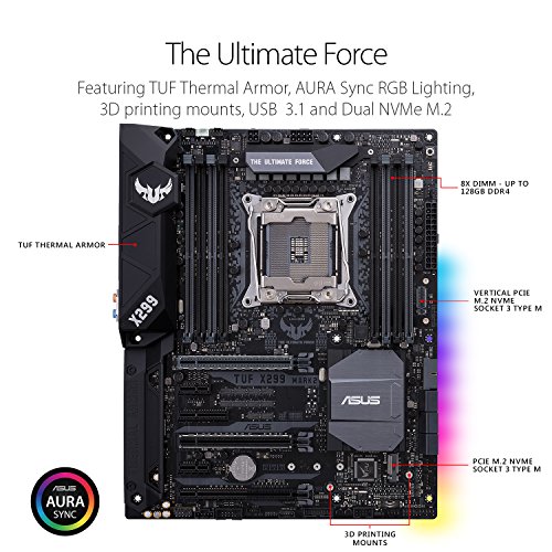 ASUS TUF X299 MARK 2 Scheda Madre LGA2066 ATX con DDR4 4000 MHz (OC), Dual M.2, Supporto Intel VROC, Intel Optane Memory Ready, Intel Gigabit LAN, USB 3.1 Gen 2