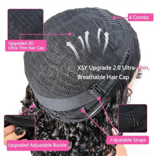 Image of XSY Burmese Curly Half Wig Human Hair for Black Women 18 Inch Natural Black