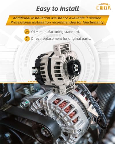 Image of 15828450 Alternator Compatible with Chevy | 2008-2010 Cobalt 2.2L 2.4L Pontiac G5 2.2L 2.4L Saturn Aura Sky Vue 2.4L 2008-2012 Malibu 2.4L 22762984 AVA0078 12856