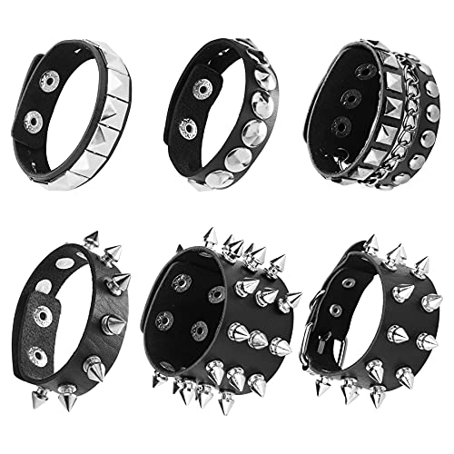 Lot De 2 Bracelets Gothiques En Cuir PU Avec Pointes Et Chaîne - Style Punk