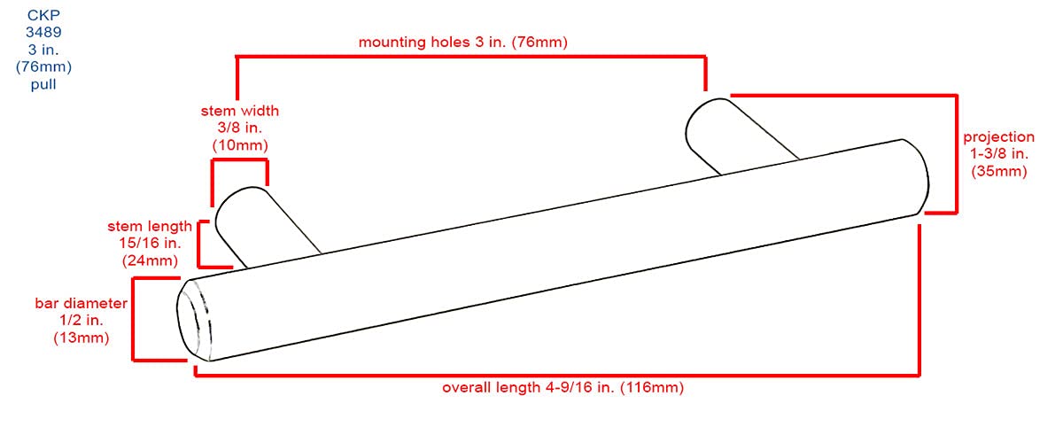 CKP Marka #3310 - 3 cale (76 mm) stalowy pręt pociągowy, bursztynowe złoto - 10 sztuk