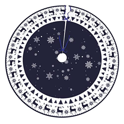 Christmas Tree Skirt Blue Farmhouse Rustic Christmas Tree Skirts Mat Christmas Decoration Interior 48 Inch #TOP1