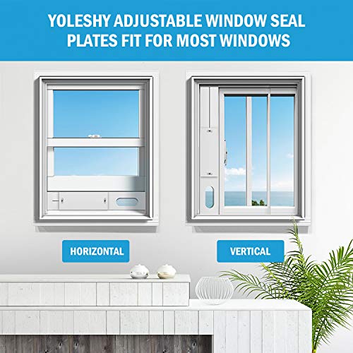 YoleShy Portable Air Conditioner Window Kit with Coupler Adjustable Window Seal for AC Unit, Sliding AC Vent Kit for Exhaust Hose, Universal for Ducting with 5.9 Inches Diameter