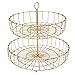 2 Tier Fruit Basket, Country Wire Baskets Two Tier Wire Basket Stand for Storing Veggies Tiered Fruit Basket for Countertop or Hanging