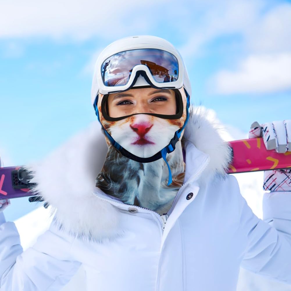 3D Cat Ski Balaclava Animal Face Mask with Ears for Music Festivals Raves Ski Halloween Party Outdoor Activities - Image 4