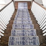 Benissimo, 13+1 Stair Treads Carpet with Landing Slip Resistant Stair Rugs, Set of 13 (9"x32") + 1 (