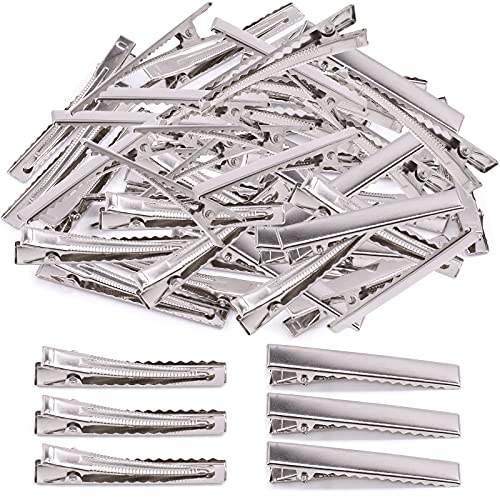 Mardatt 200Pcs 2.20 inch / 5.6 cm Alligator Hair Clips Bulk Silver Single Prong Hair Clips For Bows Making Hair Pins For Sectioning Hair Styling And Sectioning Hairdressing DIY Crafts