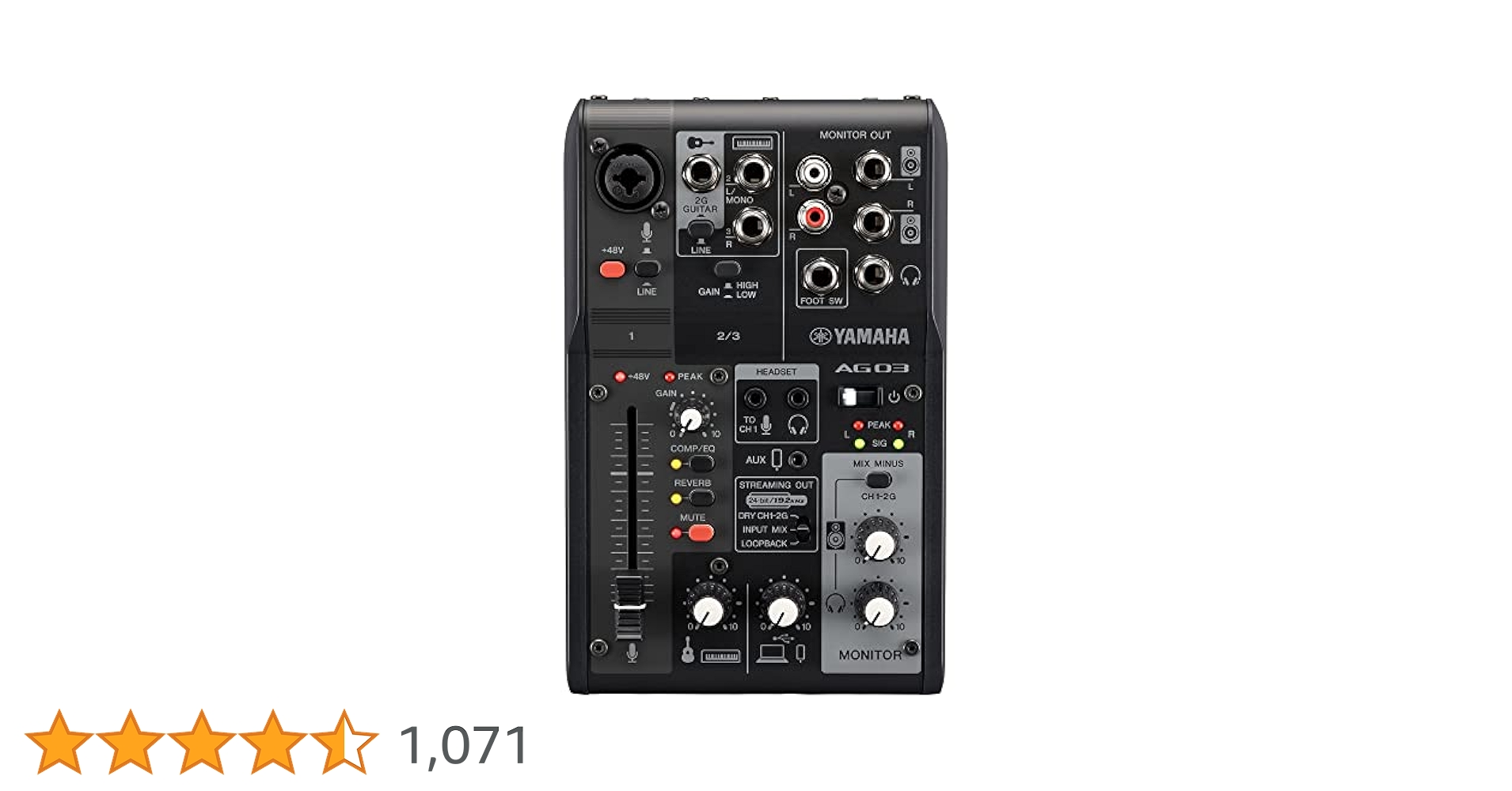 YAMAHA AG03mk2 ブラック ライセンスコード付き AG03MK2 3-Channel Loopback USB Mixer Specs - Yamaha USA